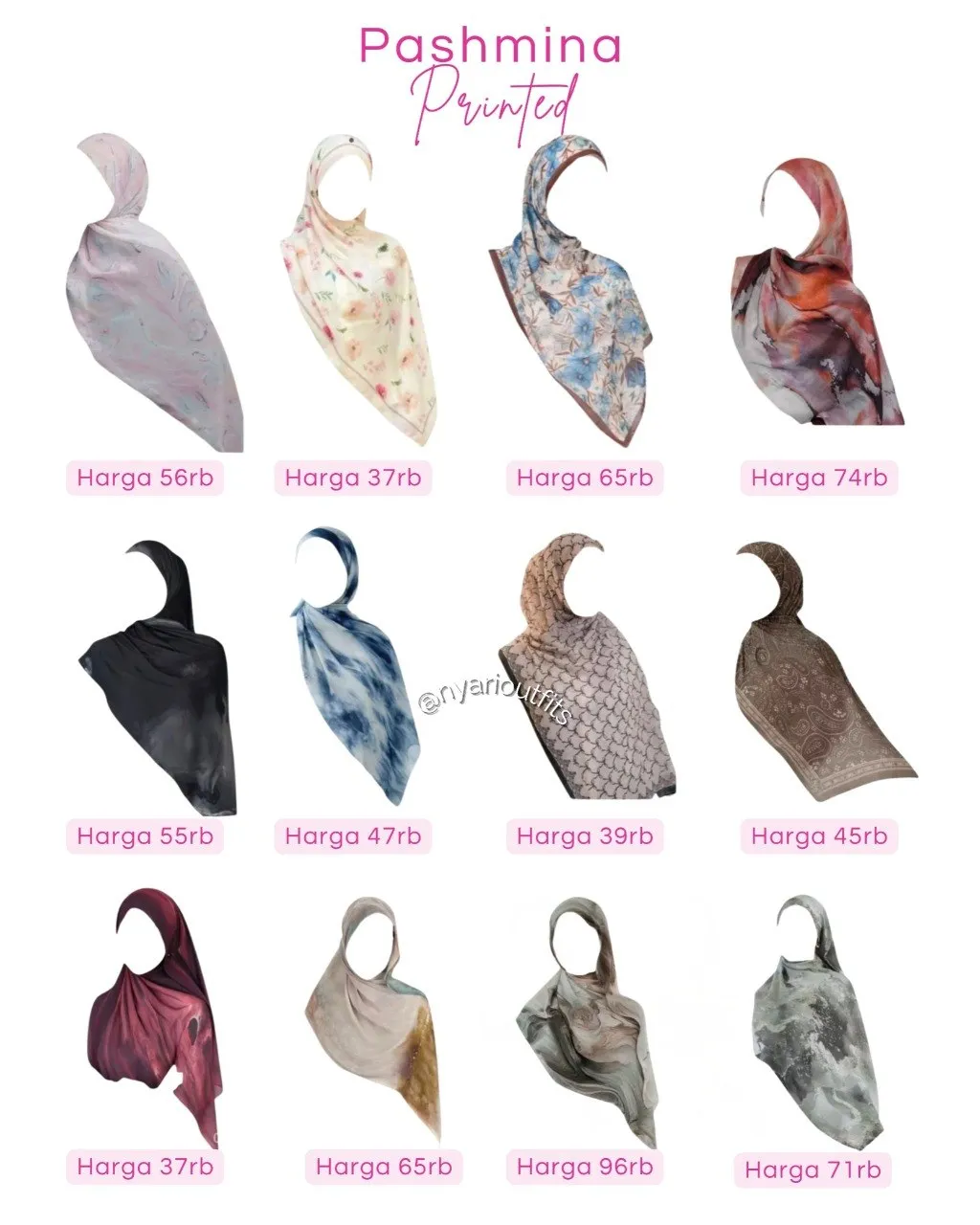 aksesoris - hijab pashmina printed