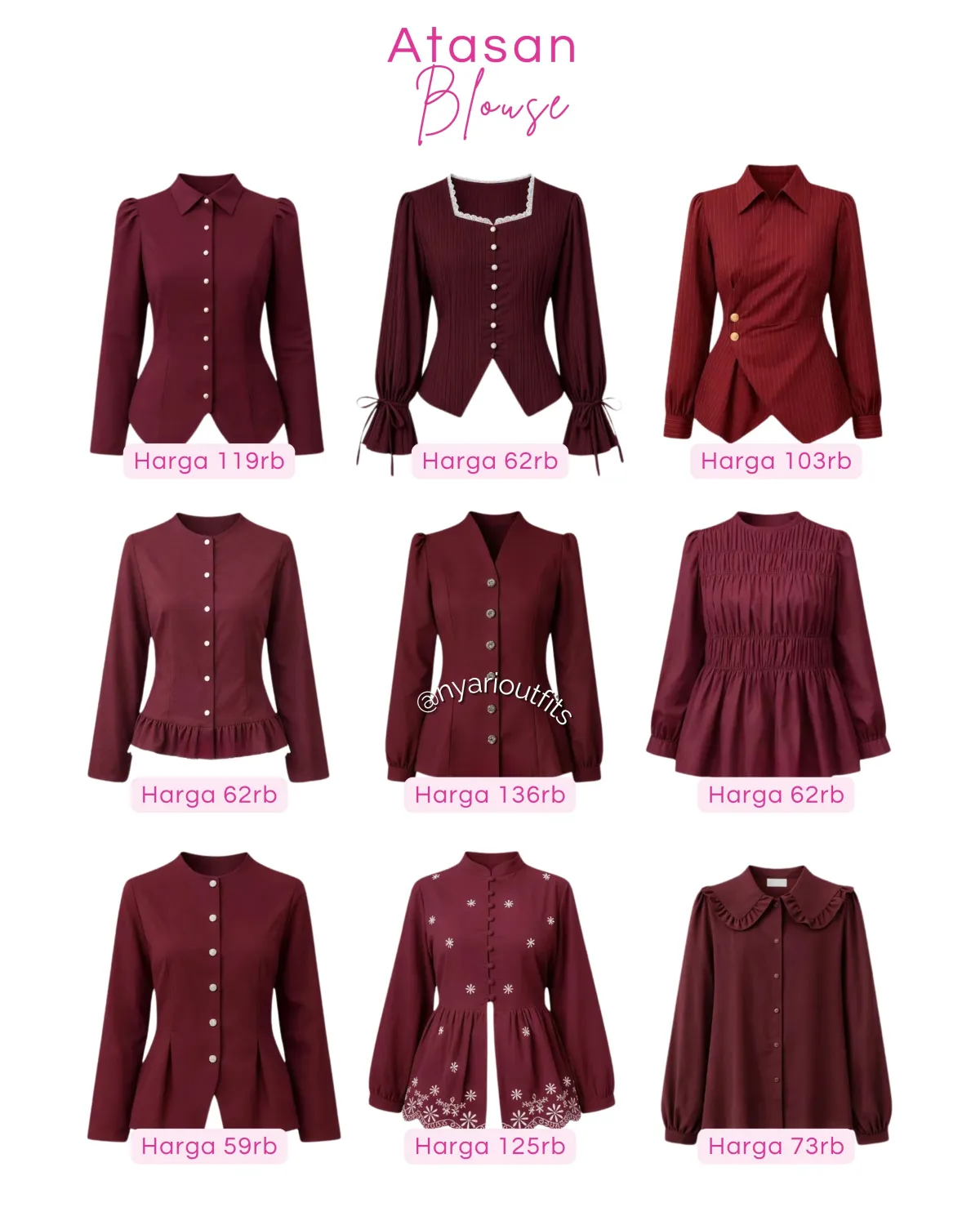atasan - atasan blouse merah maroon