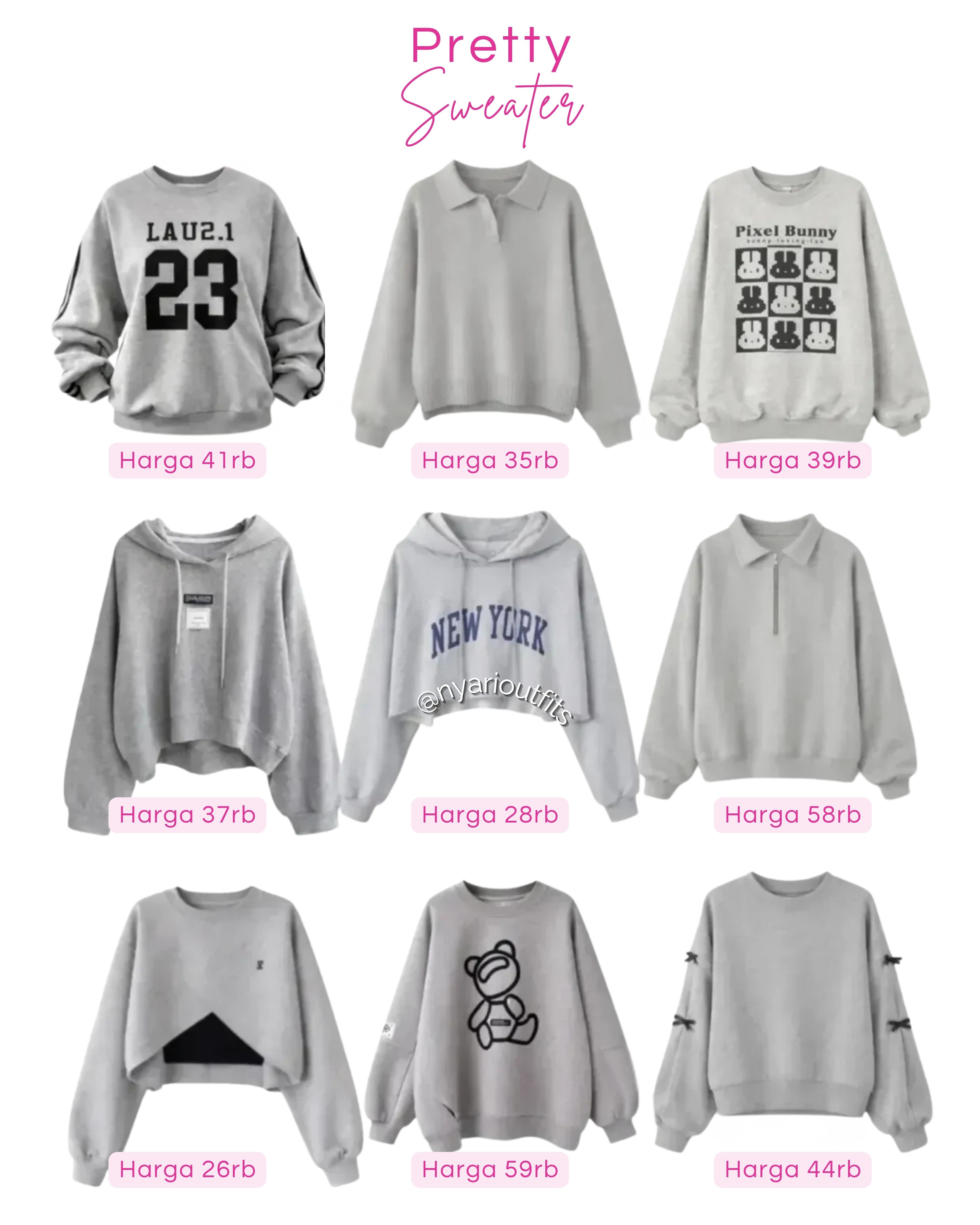 atasan - atasan sweater abu abu putih