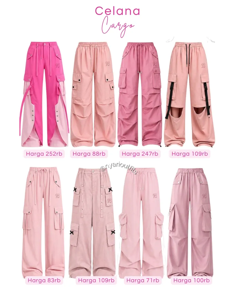 celana - celana cargo pink