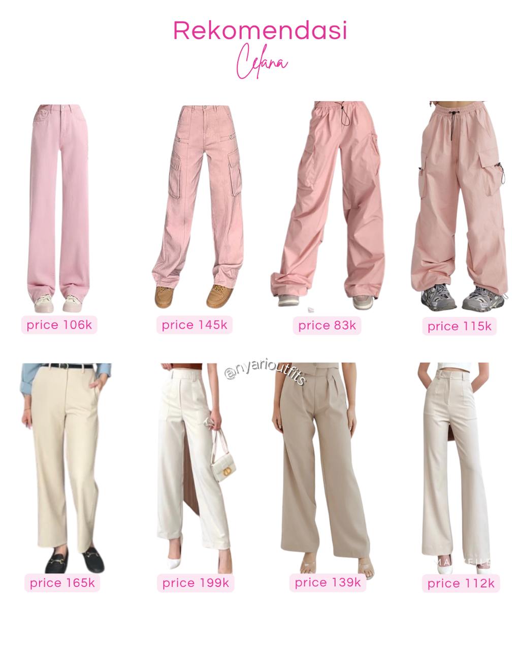 celana - celana pink, cream
