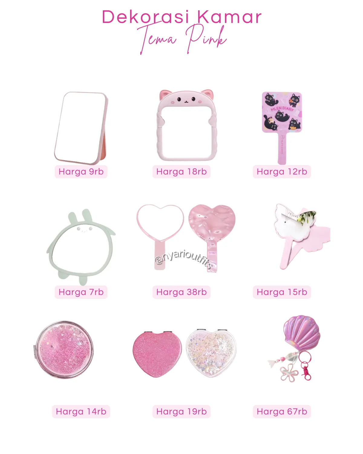 dekorasi kamar pink cermin