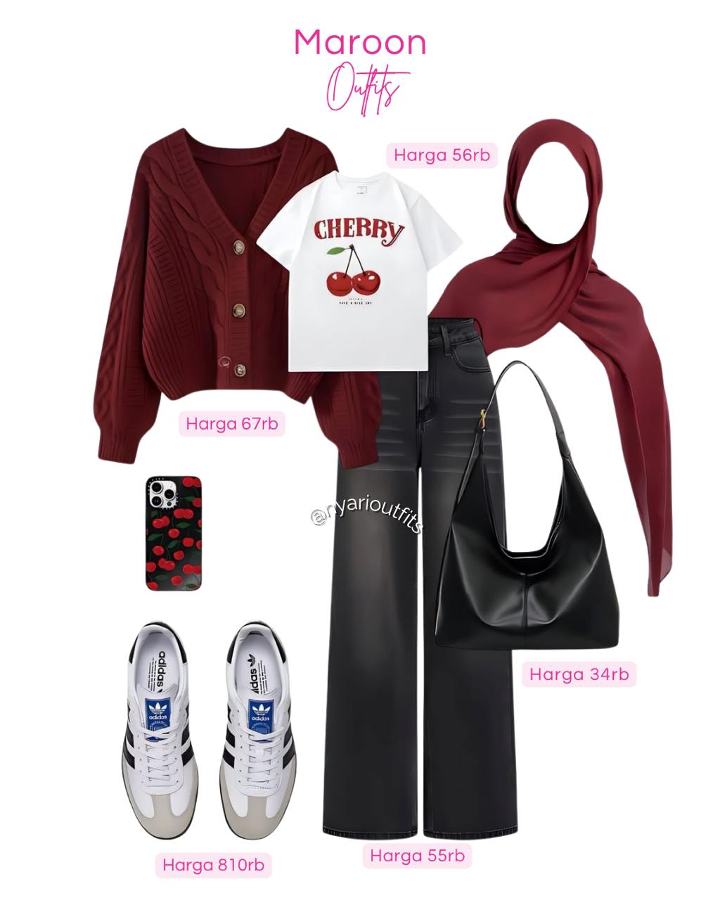 inspirasi outfit maroon