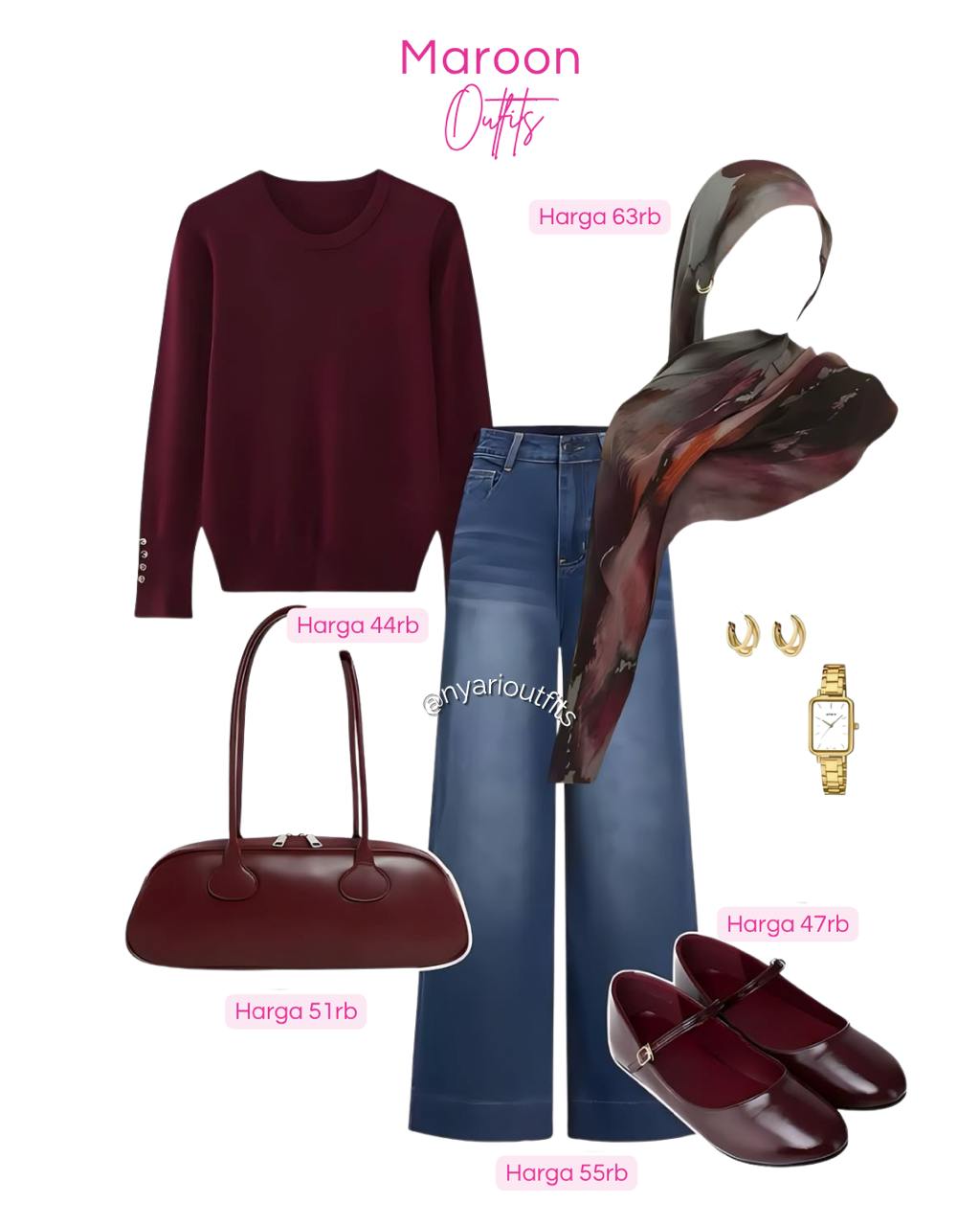 inspirasi outfit maroon