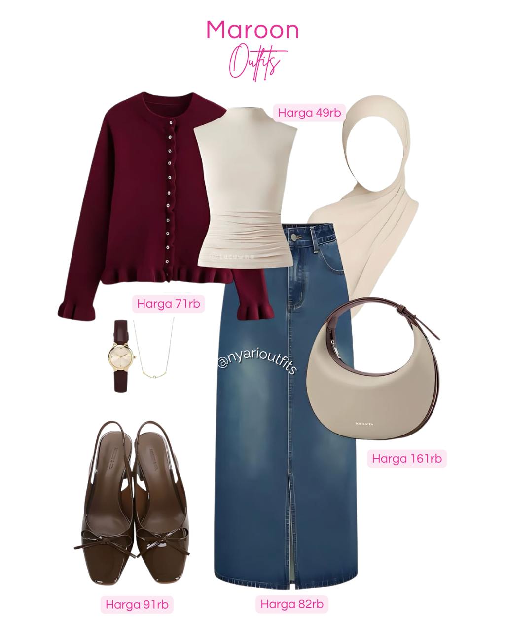 inspirasi outfit maroon
