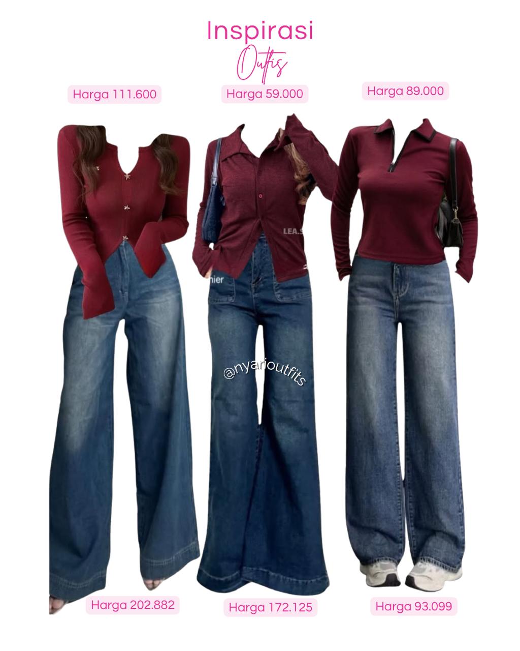 inspirasi outfit maroon