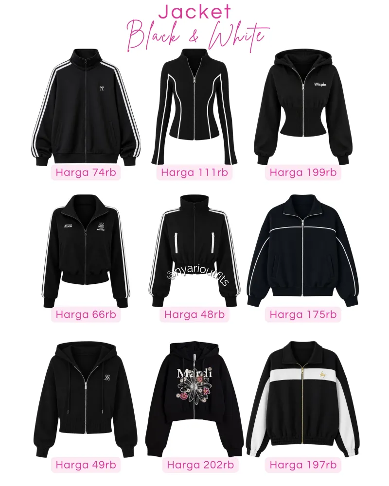 jacket - jacket hitam & putih