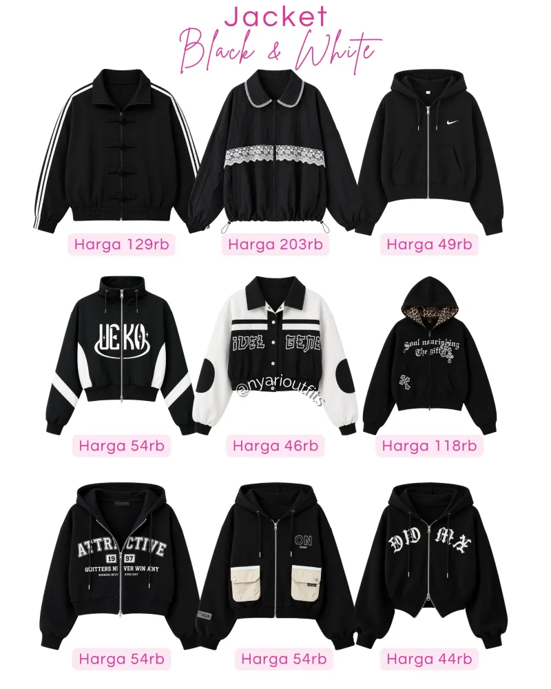 jacket - jacket hitam & putih