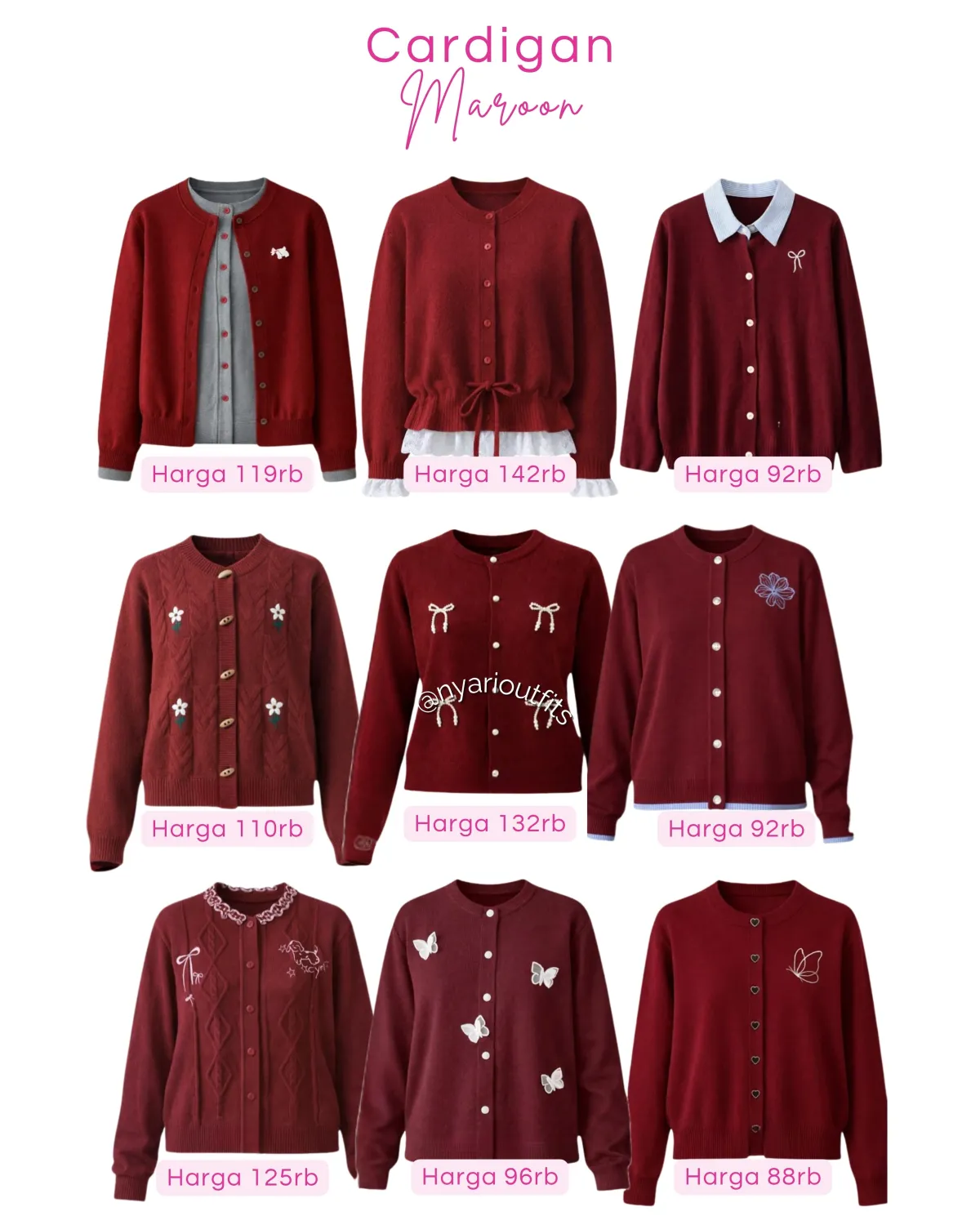 outer - atasan cardigan maroon