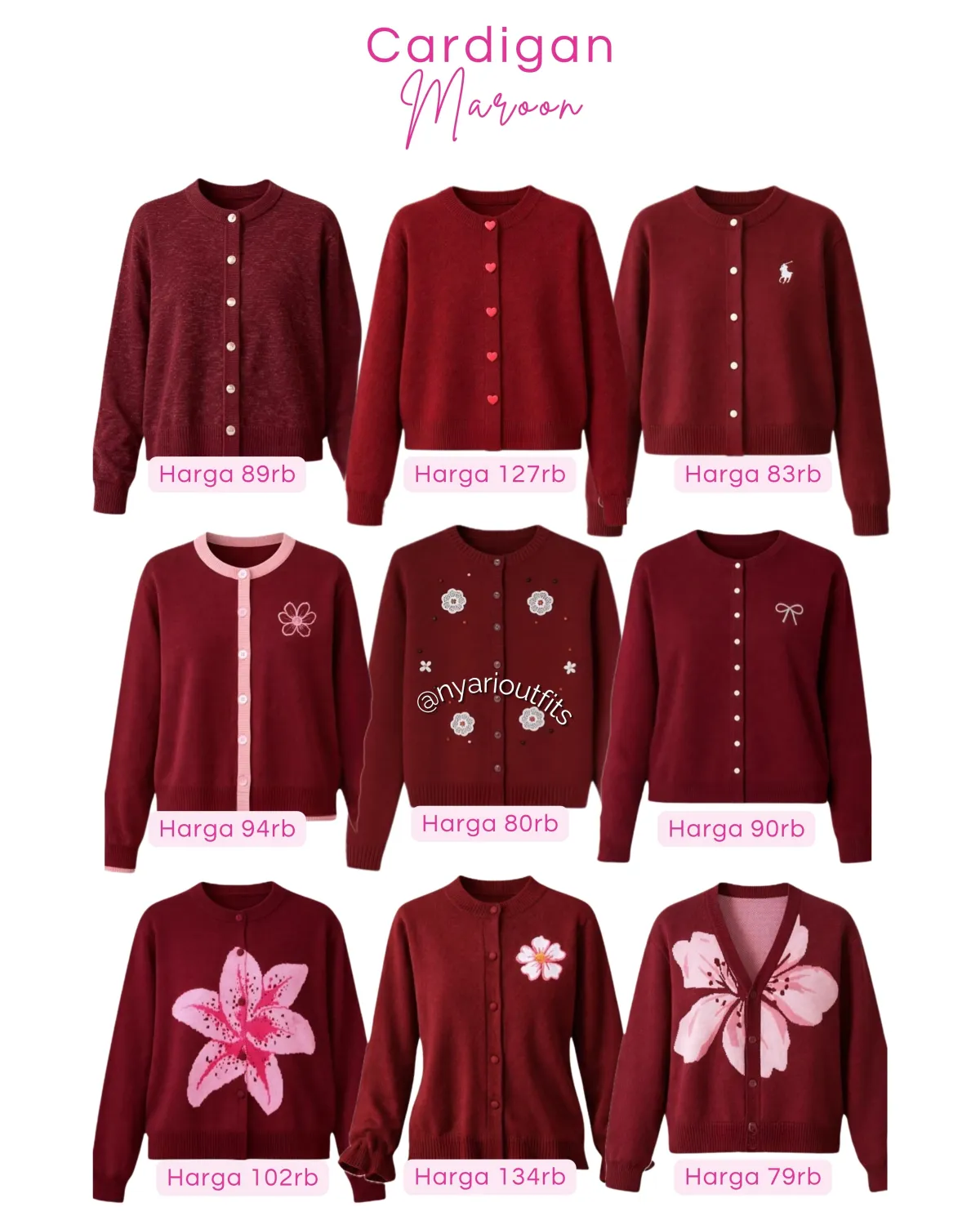 outer - atasan cardigan maroon