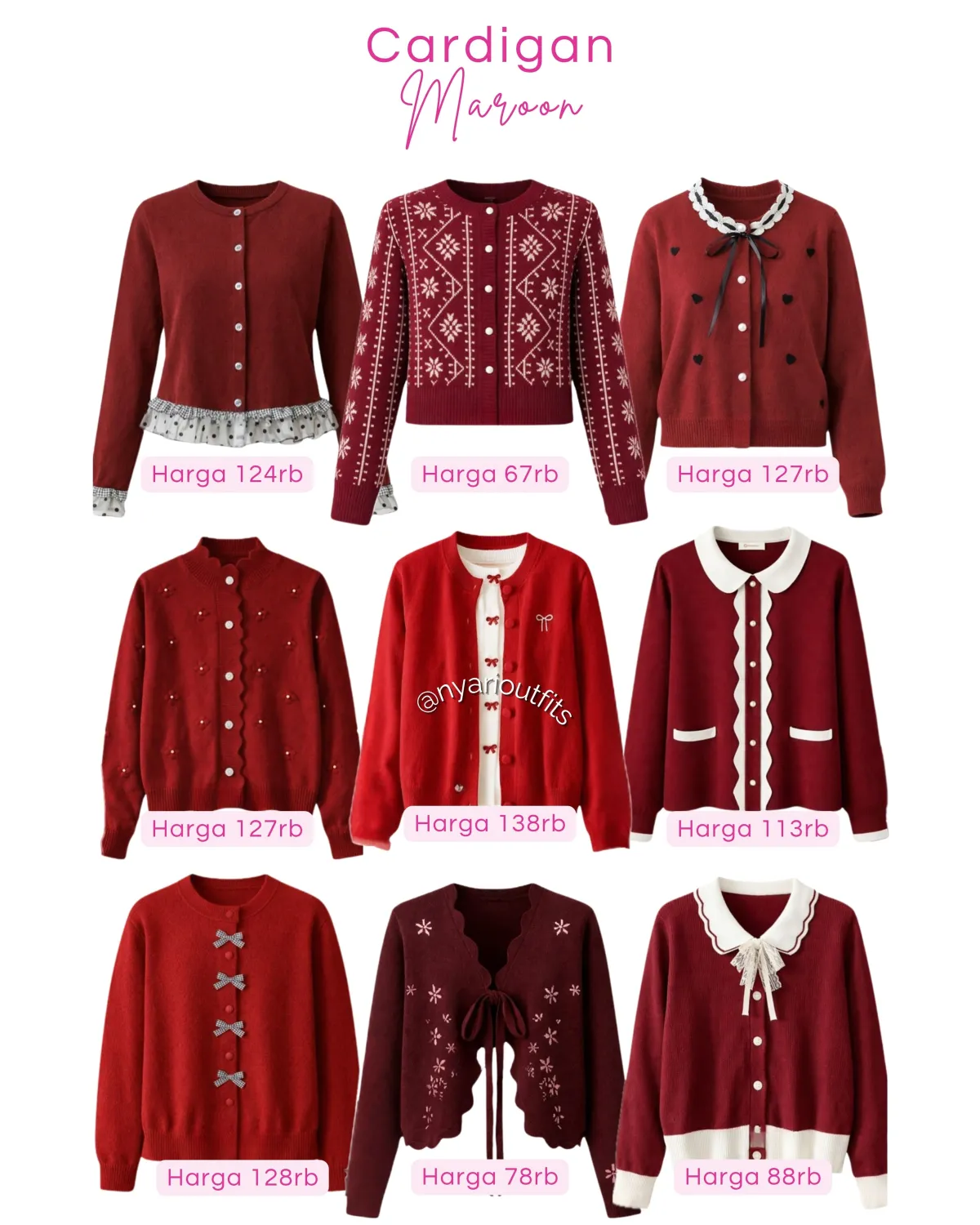 outer - atasan cardigan maroon