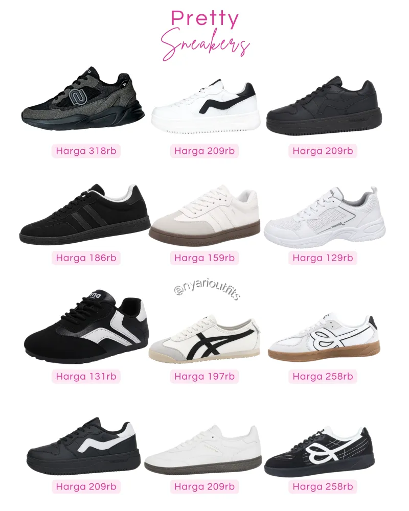 sepatu - sepatu sneakers hitam, putih