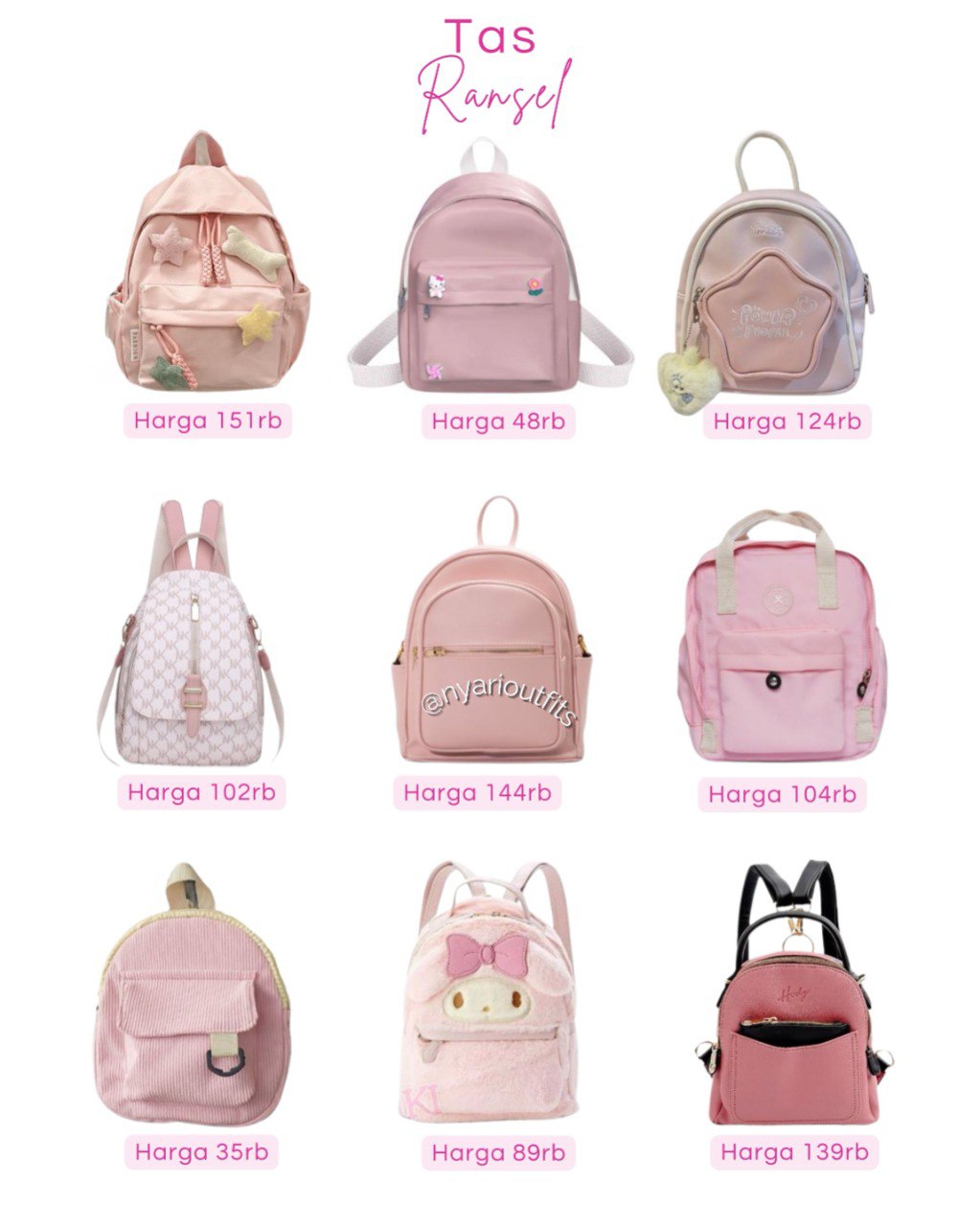 tas ransel - pink