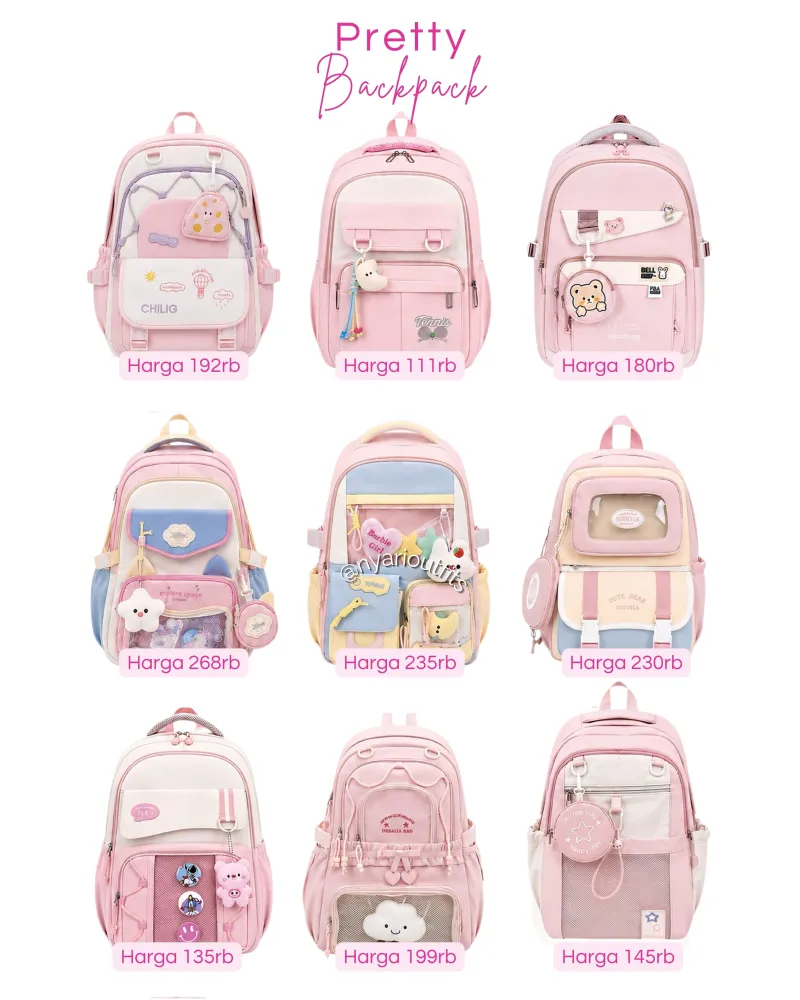 tas ransel - tas ransel backpack pink